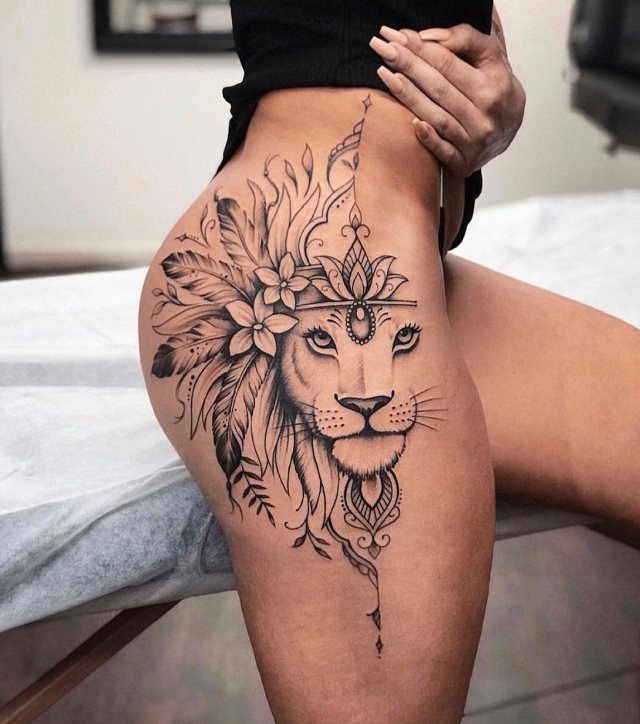 tattoo femenino leona 07