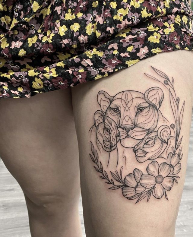 tattoo femenino leona 42