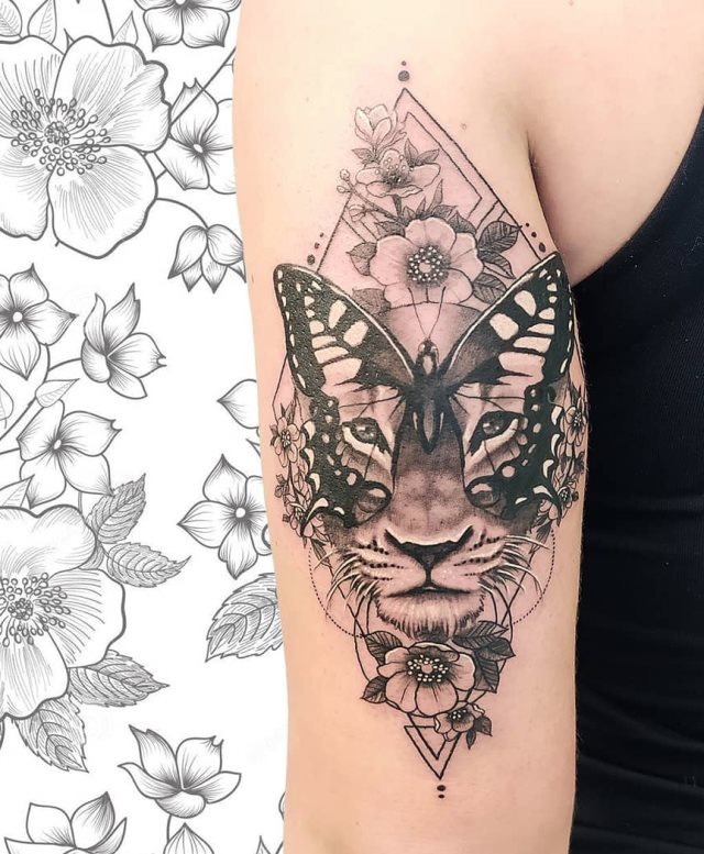 tattoo femenino leona 60