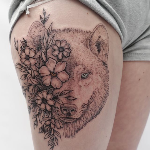 tattoo femenino lobo 22