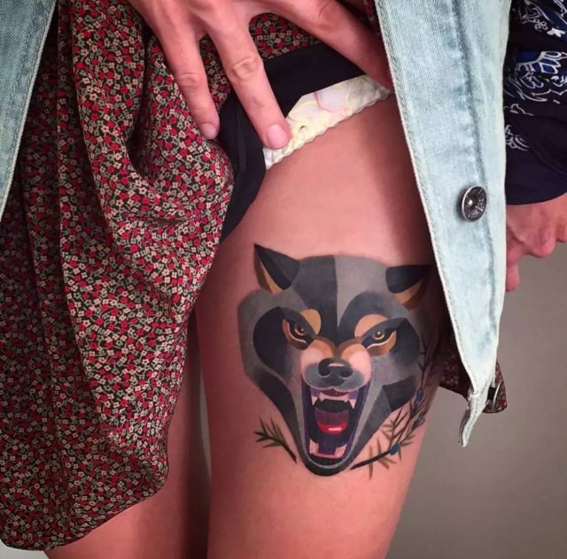 tattoo femenino lobo 23
