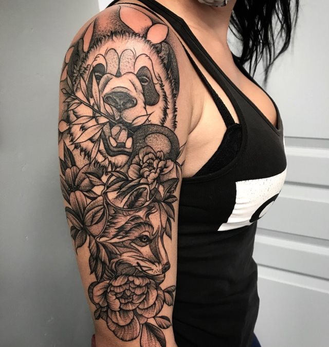 tattoo femenino oso panda 04