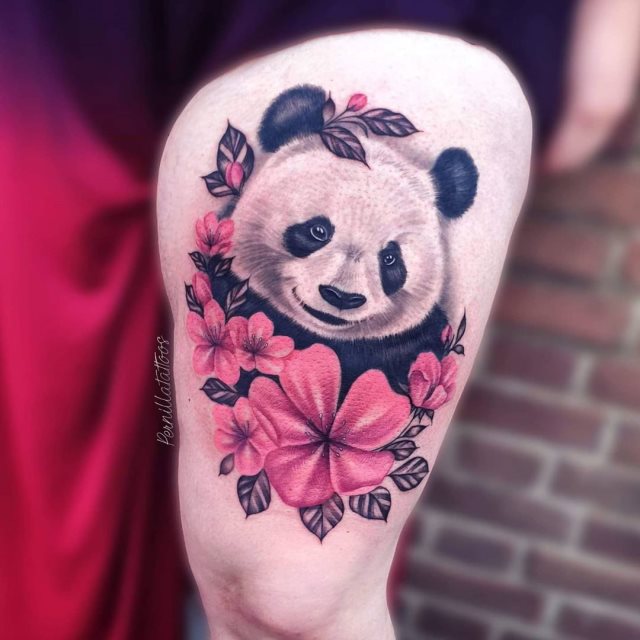 tattoo femenino oso panda 21