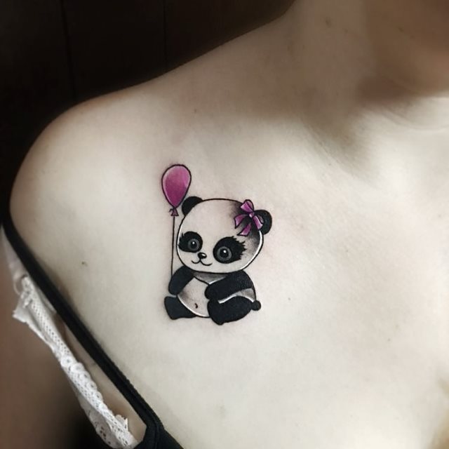 tattoo femenino oso panda 25