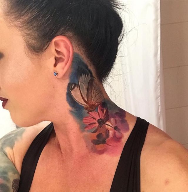 tattoo femenino para el cuello 18