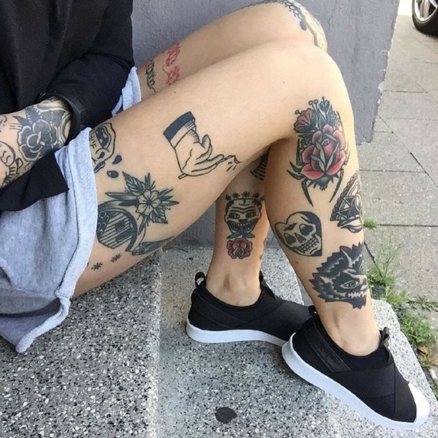 tattoo femenino para la pierna 60