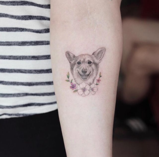 tattoo femenino perro 80