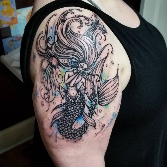 tattoo femenino sirena 32