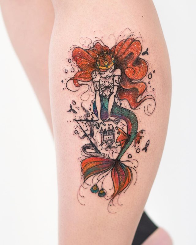 tattoo femenino sirena 52