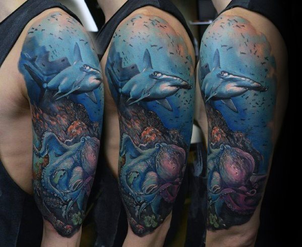tatuaje manga tiburon para hombre 06
