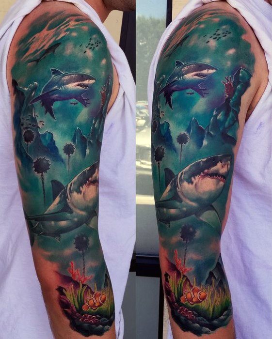 tatuaje manga tiburon para hombre 08