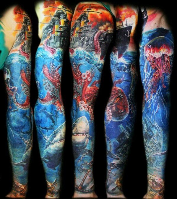 tatuaje manga tiburon para hombre 13