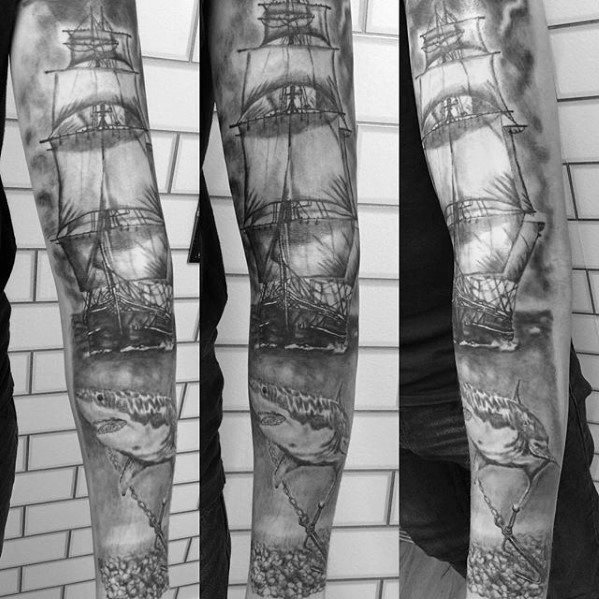 tatuaje manga tiburon para hombre 18