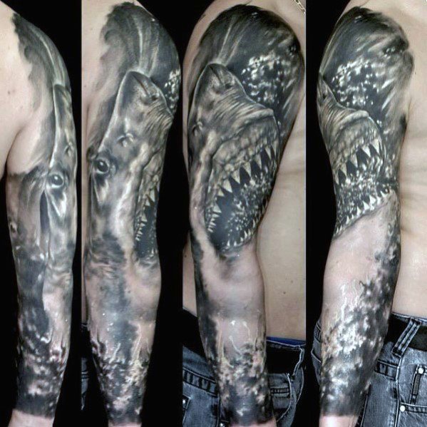 tatuaje manga tiburon para hombre 24