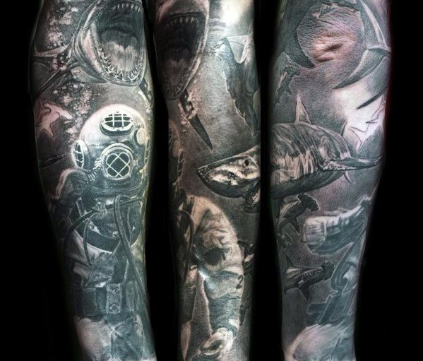 tatuaje manga tiburon para hombre 25