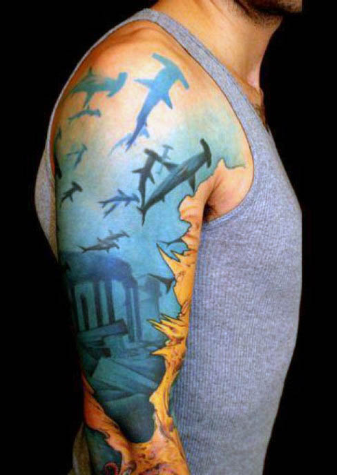 tatuaje tiburon para hombre 49