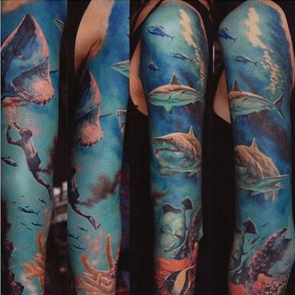 tatuaje tiburon para hombre 55