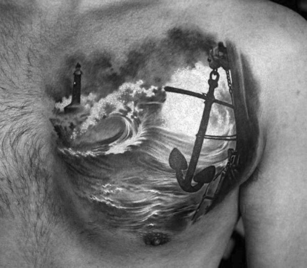tatuaje ancla realista para hombre 06