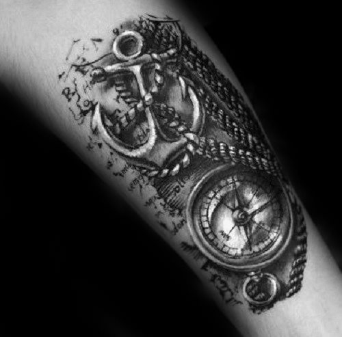 tatuaje ancla realista para hombre 17