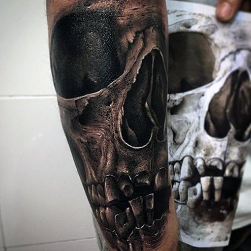 tatuaje calavera realista para hombre 02
