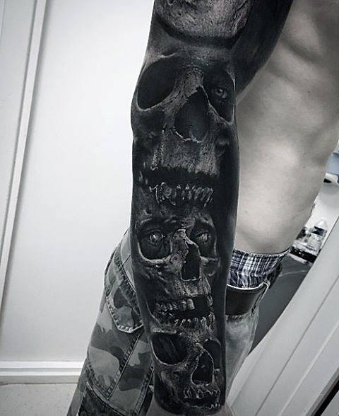 tatuaje calavera realista para hombre 07