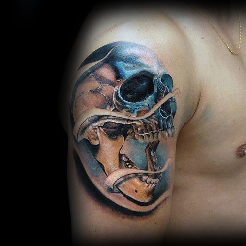 tatuaje calavera realista para hombre 10