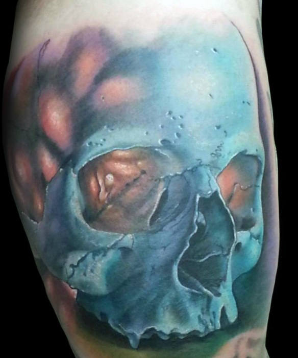tatuaje calavera realista para hombre 11