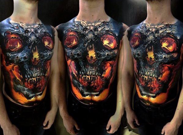 tatuaje calavera realista para hombre 12