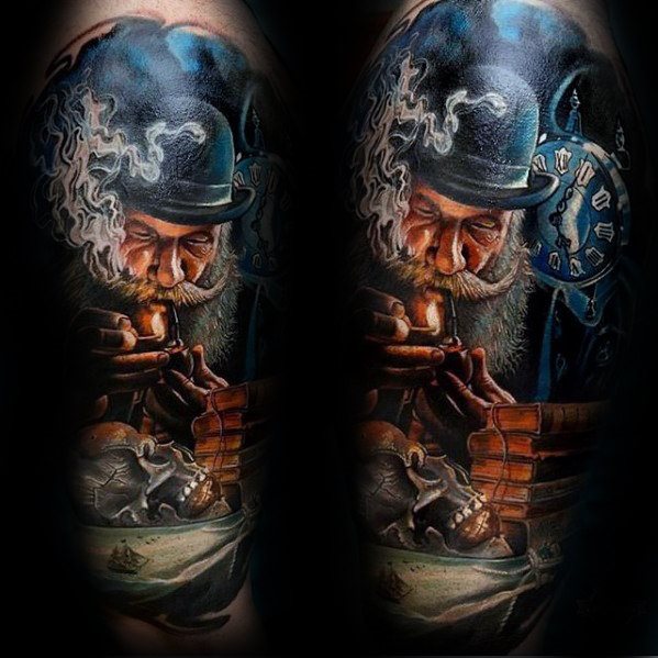 tatuaje calavera realista para hombre 13