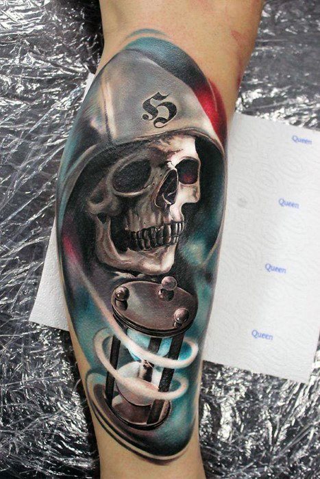 tatuaje calavera realista para hombre 16