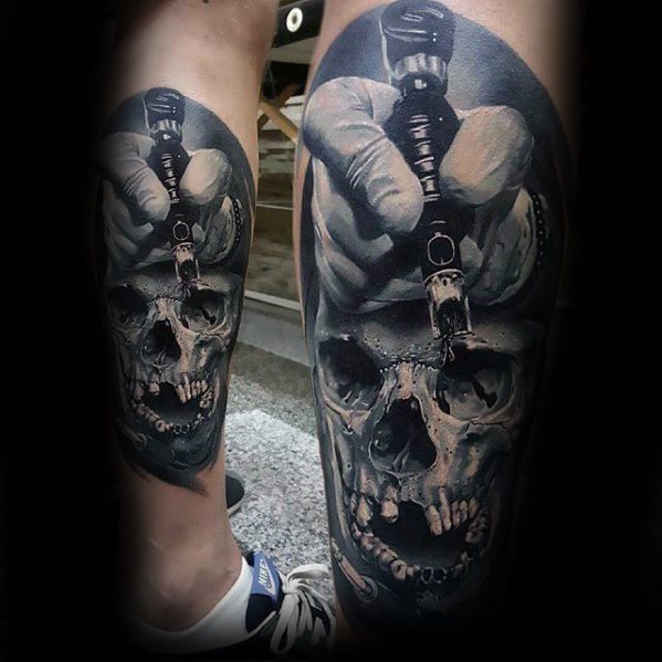 tatuaje calavera realista para hombre 17
