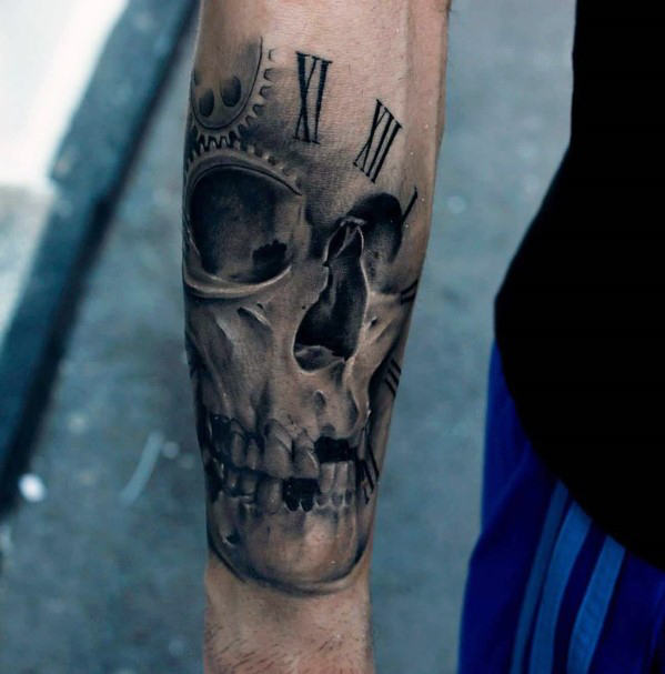tatuaje calavera realista para hombre 19