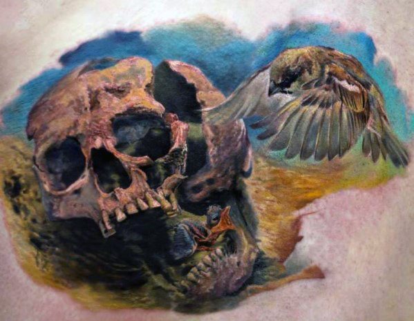 tatuaje calavera realista para hombre 24