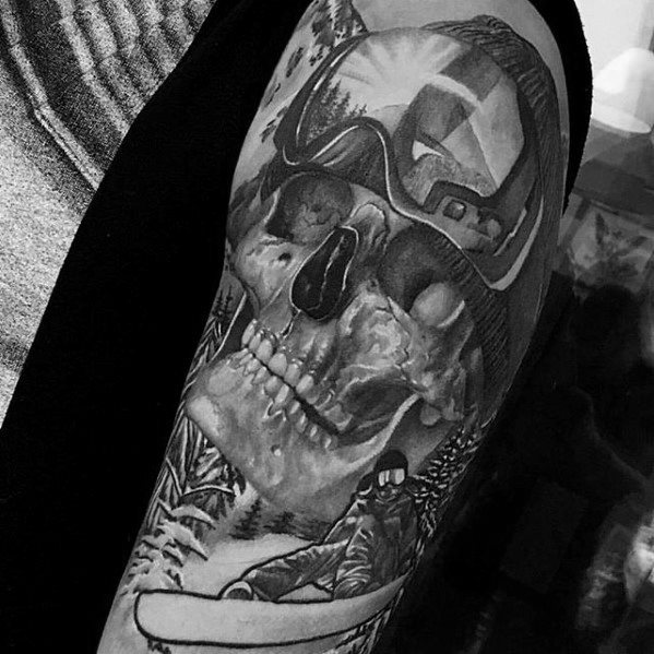 tatuaje calavera realista para hombre 30
