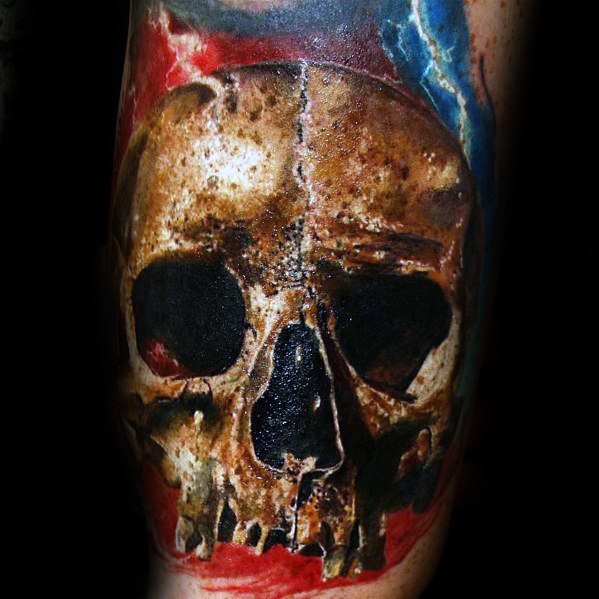 tatuaje calavera realista para hombre 36