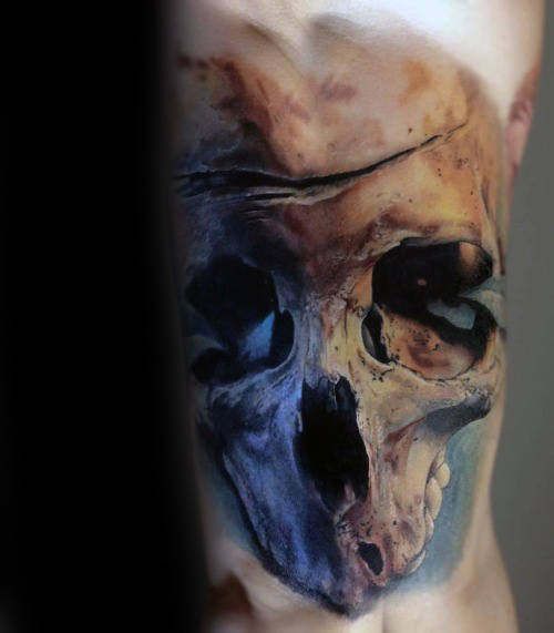 tatuaje calavera realista para hombre 42