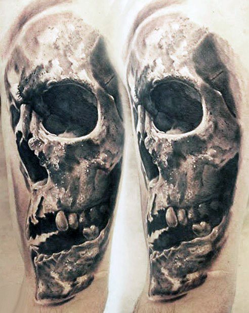 tatuaje calavera realista para hombre 44