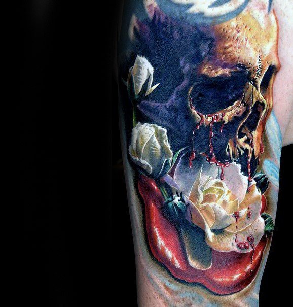 tatuaje calavera realista para hombre 45