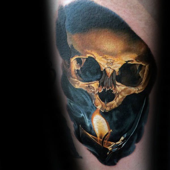 tatuaje calavera realista para hombre 46