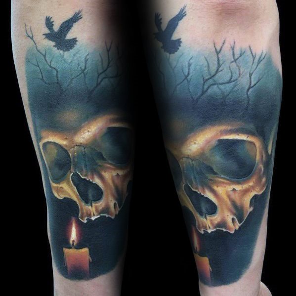 tatuaje calavera realista para hombre 47