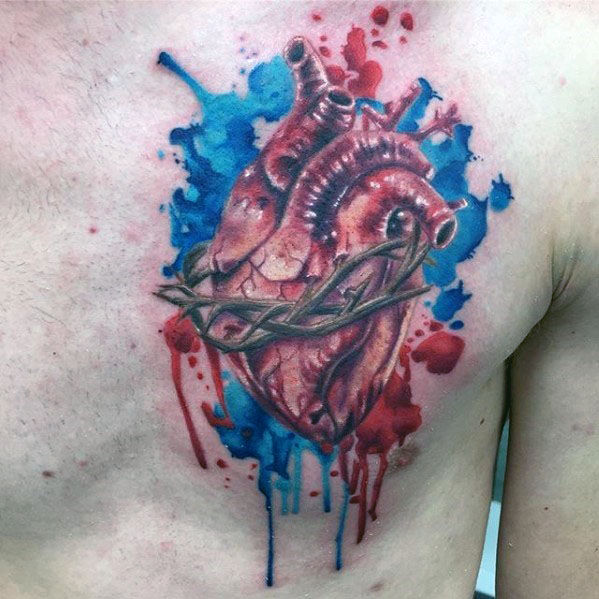 tatuaje corazon realista para hombre 21