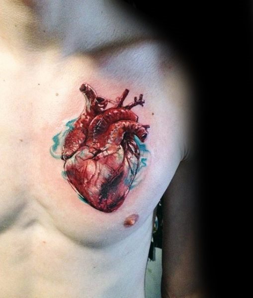 tatuaje corazon realista para hombre 22