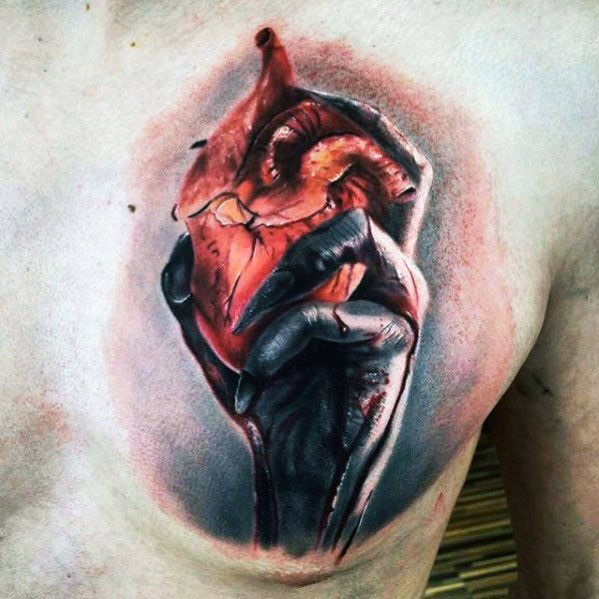 tatuaje corazon realista para hombre 24