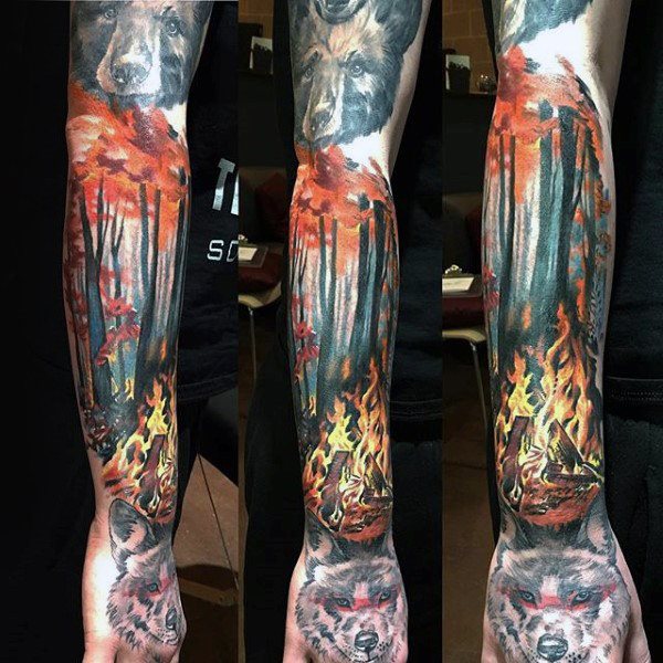 tatuaje fuego para hombre 75