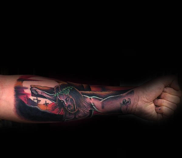 tatuaje jesus antebrazo para hombre 31