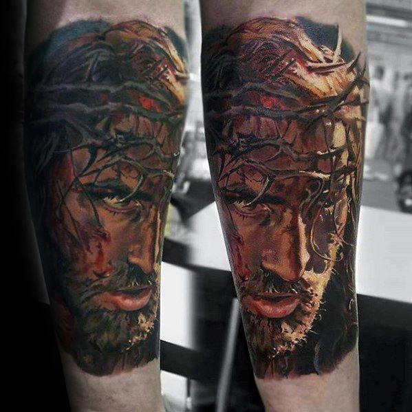 tatuaje jesus antebrazo para hombre 44