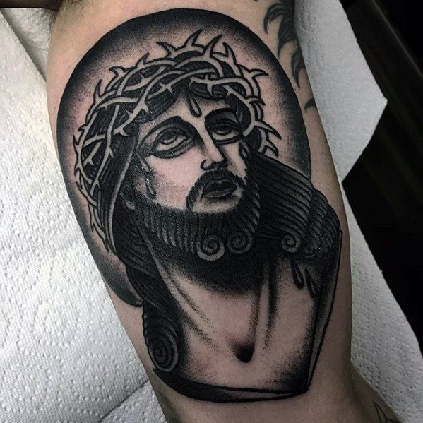 tatuaje jesus brazo para hombre 39