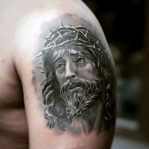 tatuaje jesus brazo para hombre 55
