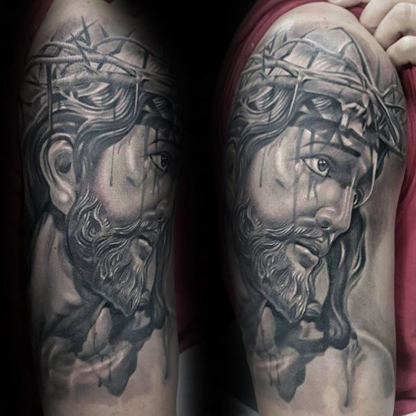 tatuaje jesus brazo para hombre 57
