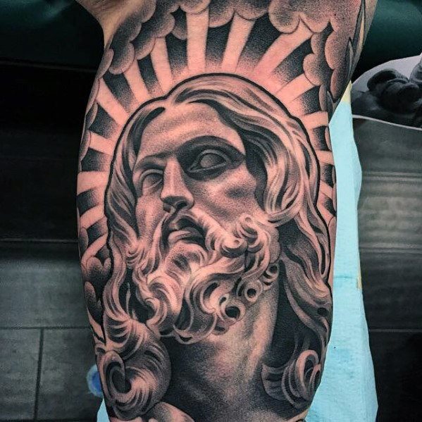 tatuaje jesus brazo para hombre 58